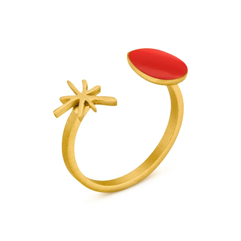 Joan Miró Gold-Plated Dot & Star Cuff Ring 24k Gold Fill New in Box - Picture 3 of 10